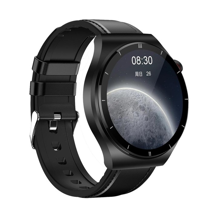 ET340 1.46 inch Color Screen Smart Leather Strap Watch,Support Blood Oxygen / Blood Glucose / Uric Acid Measurement / Blood Lipi