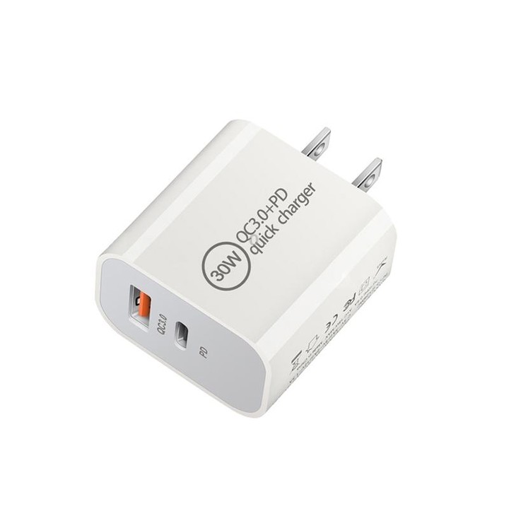 PD30W USB-C / Type-C + QC3.0 USB Dual Port Charger with 1m Type-C to Type-C Data Cable, AU Plug