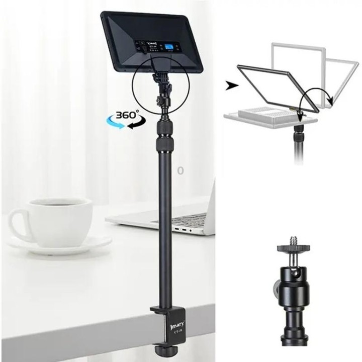 JMARY MT-49 For LED Video Light Clip Stand Adjustable Clamp Desk Mount Light Stand