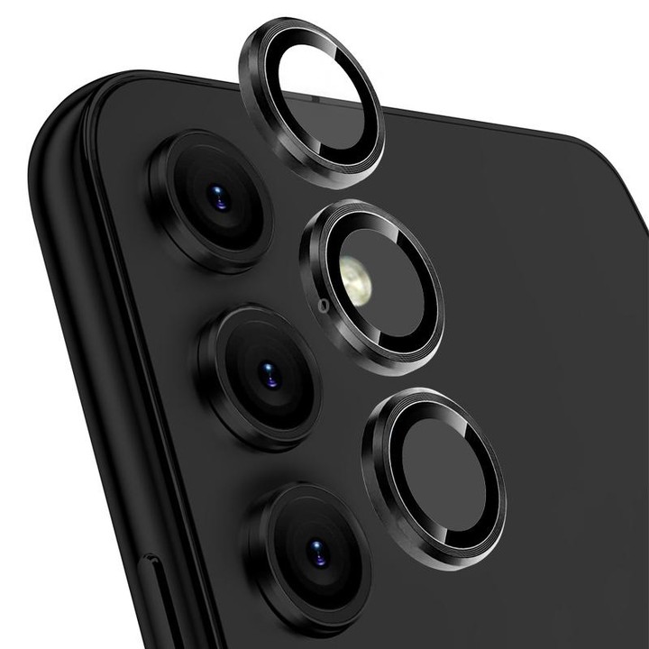 For Samsung Galaxy A14 / A34 NORTHJO Camera Lens Protector Tempered Glass CD Vein Metal Ring Film(Black)