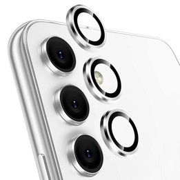 For Samsung Galaxy A24 NORTHJO Camera Lens Protector Tempered Glass CD Vein Metal Ring Film(Silver)
