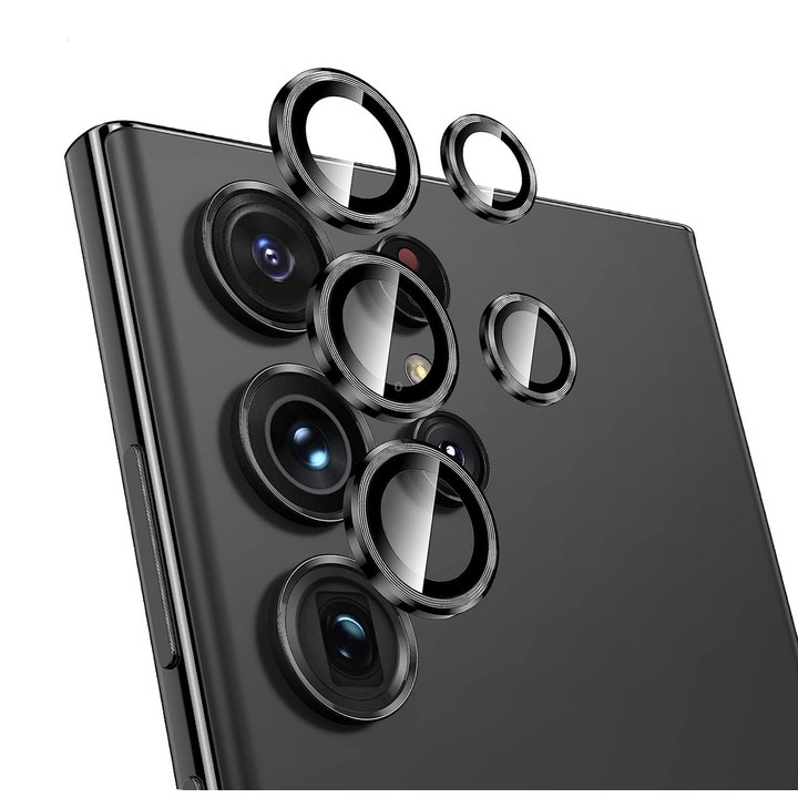 For Samsung Galaxy S23 Ultra 5G NORTHJO Camera Lens Protector Tempered Glass CD Vein Metal Ring Film(Black)