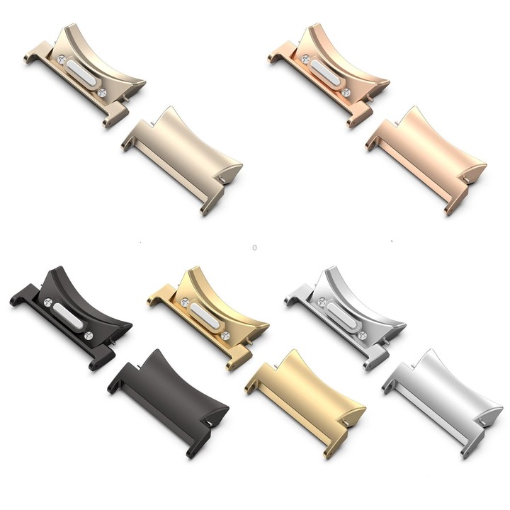 For Samsung Galaxy Watch4 / 4 Classic 46mm 22mm 1 Pair Button Style Curved Metal Watch Band Connector(Rose Gold)