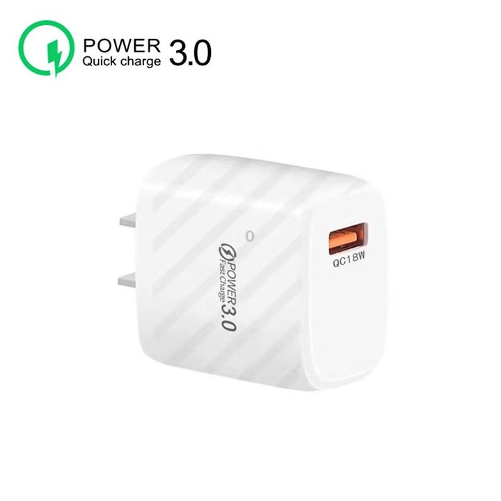 TE-005 USB3.0 QC3.0 18W 3A Interface Mobile Phone Fast Charger, US Plug(White)