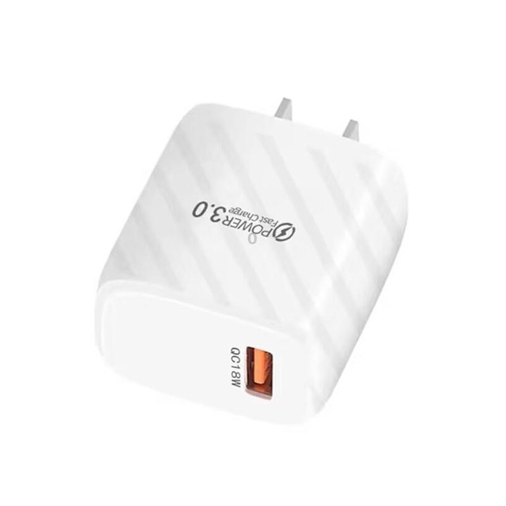 TE-005 USB3.0 QC3.0 18W 3A Interface Mobile Phone Fast Charger, US Plug(White)