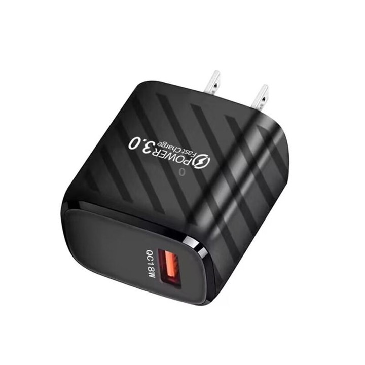 TE-005 USB3.0 QC3.0 18W 3A Interface Mobile Phone Fast Charger, US Plug(Black)