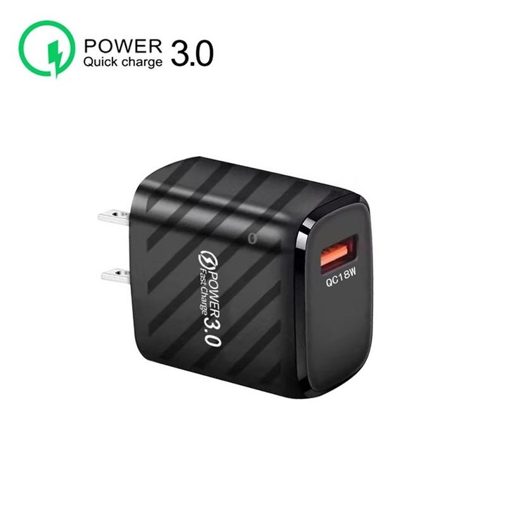 TE-005 USB3.0 QC3.0 18W 3A Interface Mobile Phone Fast Charger, US Plug(Black)