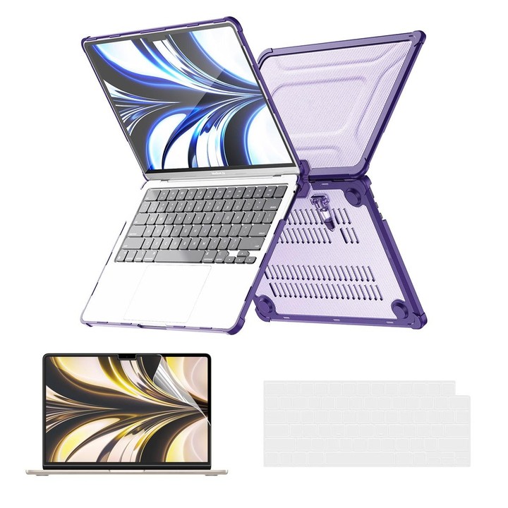 For MacBook Air 13.6 A2681 ENKAY Hat-Prince 3 in 1 Protective Bracket Case Cover Hard Shell with TPU Keyboard Film / PET Screen