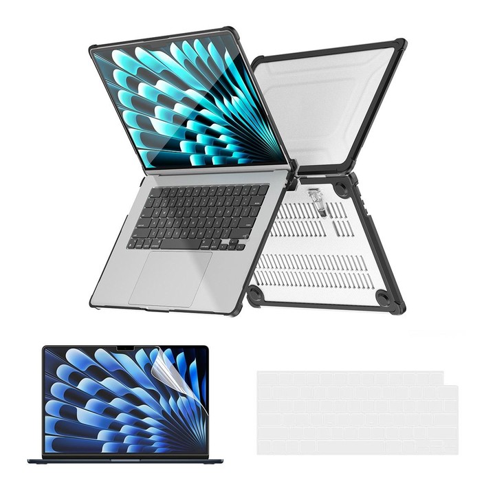 For MacBook Air 15.3 A2941 ENKAY Hat-Prince 3 in 1 Protective Bracket Case Cover Hard Shell with TPU Keyboard Film / PET Screen