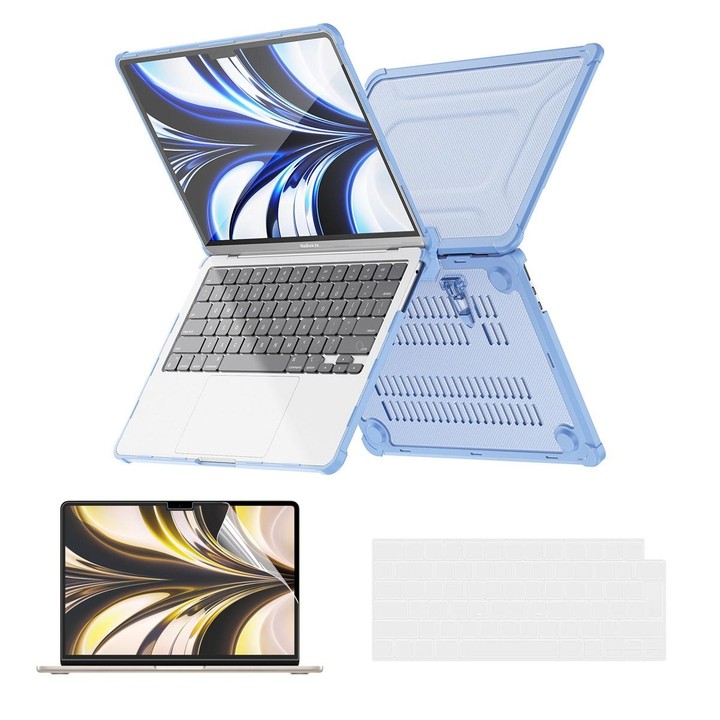 For MacBook Air 13.6 2022/2024 A2681 (M2) / A3113 (M3) ENKAY Hat-Prince 3 in 1 Protective Bracket Case Cover Hard Shell with TPU