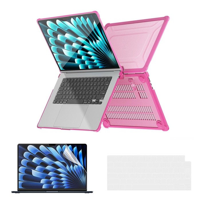 For MacBook Air 15.3 A2941/M3 2024 A3114 ENKAY Hat-Prince 3 in 1 Protective Bracket Case Cover Hard Shell with TPU Keyboard Film