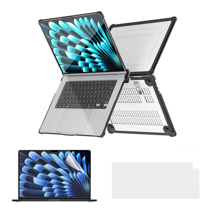 For MacBook Air 15.3 A2941/M3 2024 A3114 ENKAY Hat-Prince 3 in 1 Protective Bracket Case Cover Hard Shell with TPU Keyboard Film