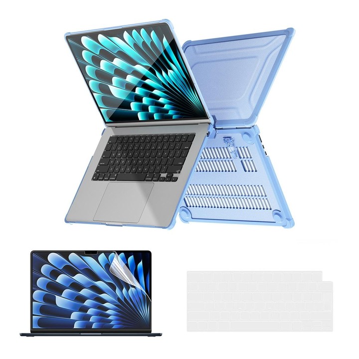 For MacBook Air 15.3 A2941/M3 2024 A3114 ENKAY Hat-Prince 3 in 1 Protective Bracket Case Cover Hard Shell with TPU Keyboard Film