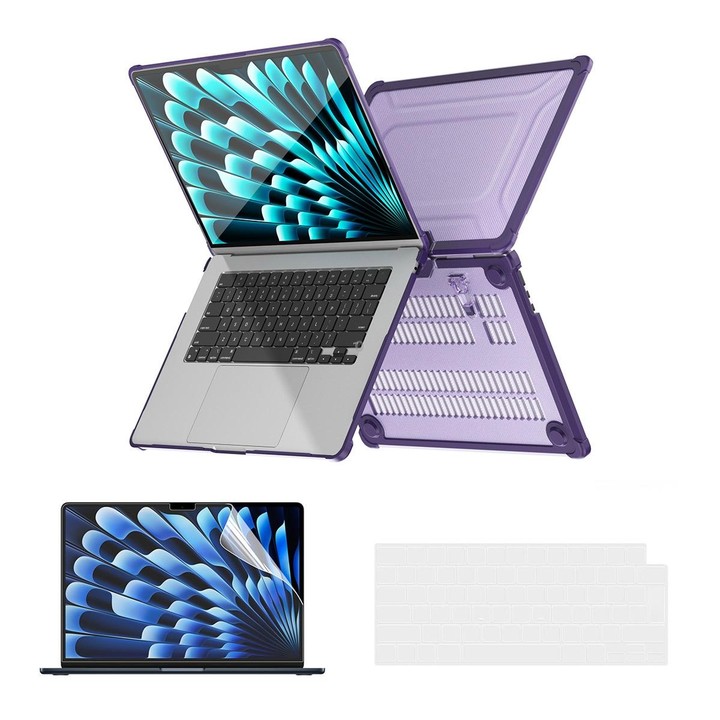 For MacBook Air 15.3 A2941/M3 2024 A3114 ENKAY Hat-Prince 3 in 1 Protective Bracket Case Cover Hard Shell with TPU Keyboard Film