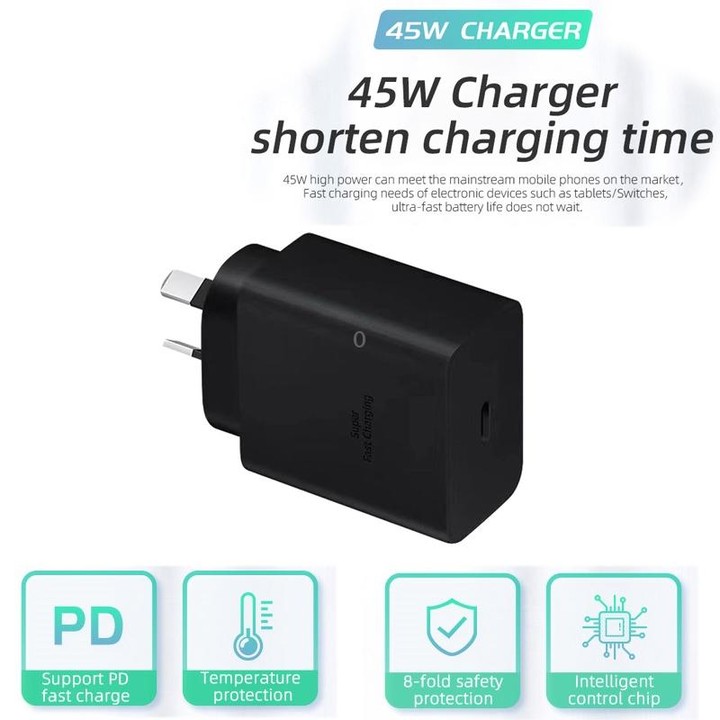 M135 PPS / PD 45W USB-C / Type-C Port Fast Charger, AU Plug(Black)
