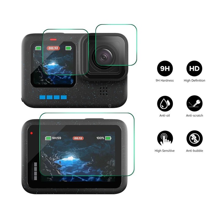 For GoPro HERO12 Black ENKAY Hat-Prince 9H 0.2mm High Alumina-silicon Front ＆ Back Camera Tempered Glass Film