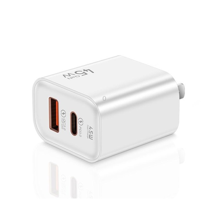 45PQ 45W PD25W + QC3.0 20W USB Super Fast Charger with Type-C to Type-C Cable, US Plug(White)
