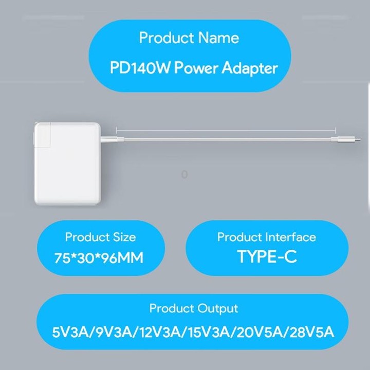 PD3.1 140W USB-C PD Laptop Power Adapter for Apple M1 / M2 MacBook Series AU Plug