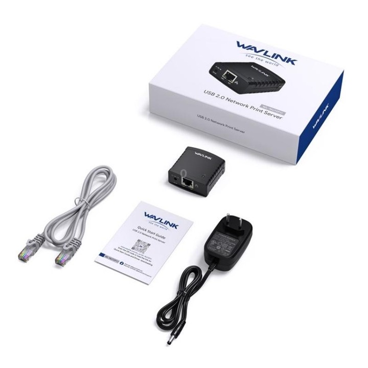 WAVLINK NU72P11 100Mbps Network Print Server USB 2.0 Network Printer Power Adapter(AU Plug)