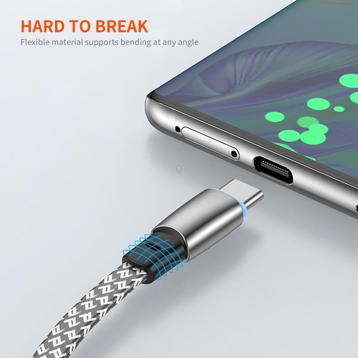 ENKAY PD65W Elbow Type-C to Type-C Fast Charging Data Braid Cable with Indicator Light, Length:2m