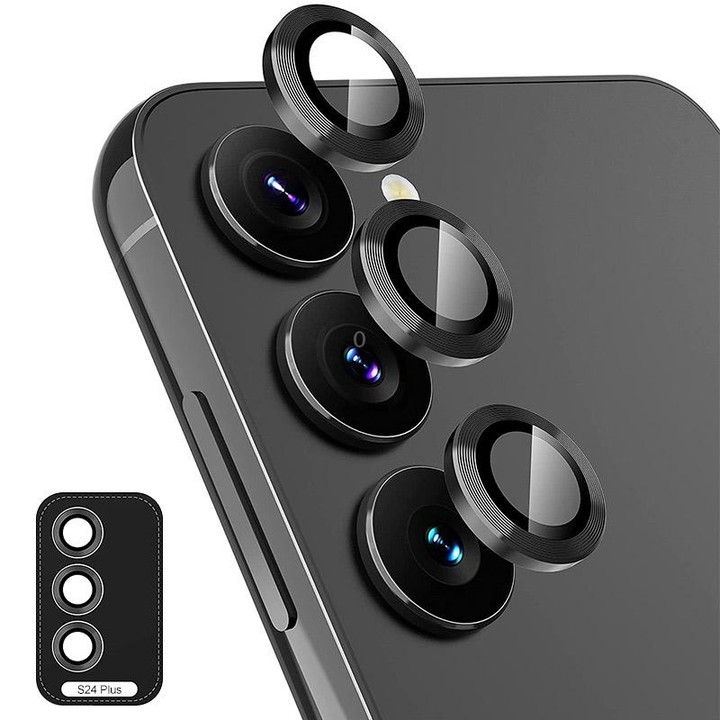 For Samsung Galaxy S24+ 5G ENKAY Hat-Prince 9H Rear Camera Lens Aluminium Alloy Tempered Glass Film(Black)