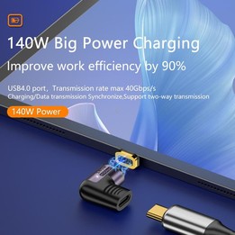 140W 5A USB 4.0 USB-C / Type-C to Type-C 40Gbps Data OTG Magnetic Adapter, Spec:L-shape Elbow