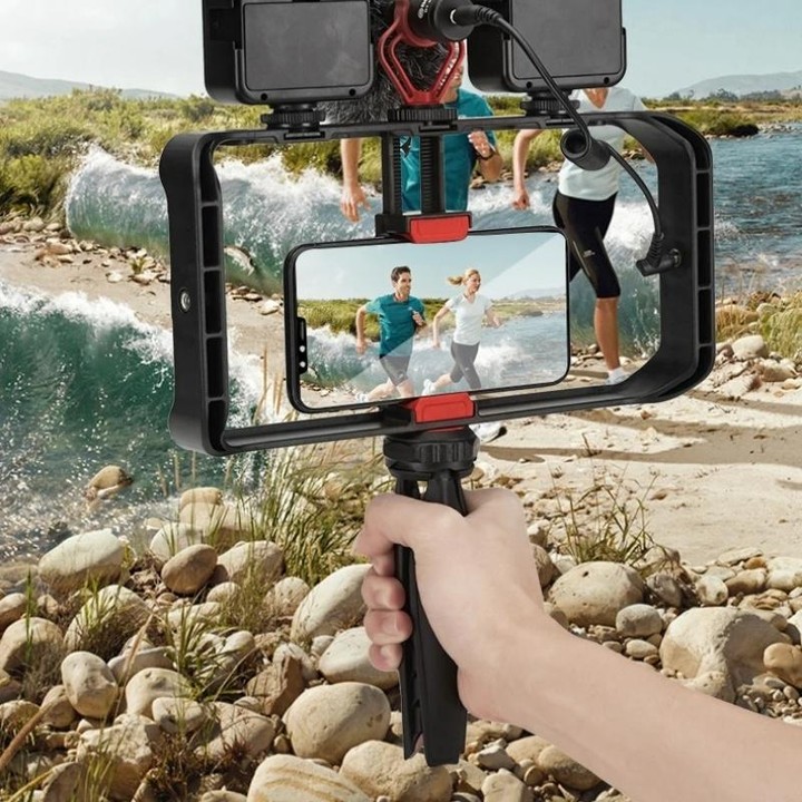 JMARY MT-33 Phone Stand Tripod ABS Video Recording Vlog Mobile Phone Rig Cage