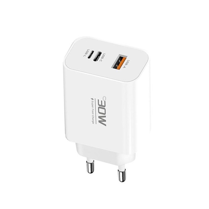 PD30W USB-C / Type-C + 8 Pin + USB Charger with USB to Micro USB Data Cable(EU Plug)