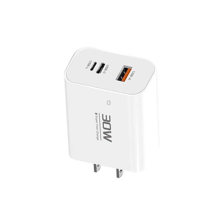 PD30W USB-C / Type-C + 8 Pin + USB Charger with USB to Micro USB Data Cable(US Plug)
