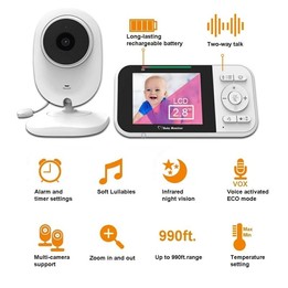 Temperature Detection 2 Way Voice Baby Security Video Camera 2.8-inch LCD Baby Monitor(AU Plug)