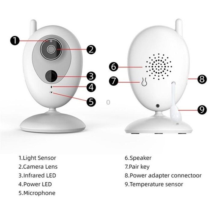 R306 Room Temperature Monitor Intercom Camera 2.0-inch Night Vision Wireless Baby Monitor(UK Plug)