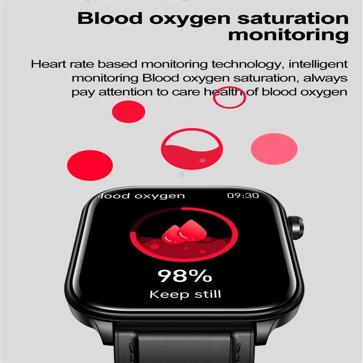 ET570 1.96 inch Color Screen Smart Watch Leather Strap, Support Bluetooth Call / ECG(Black)