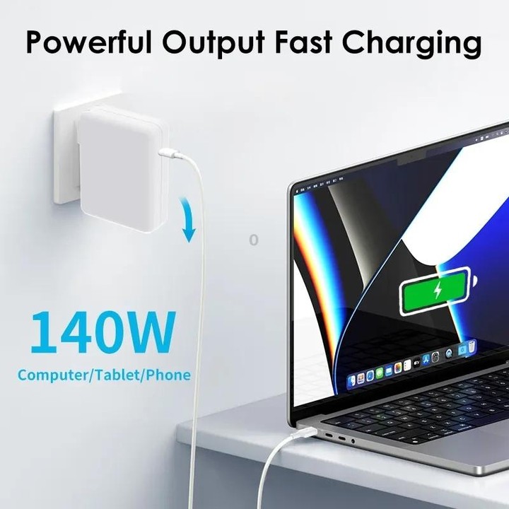 AU Plug 140W USB-C PD Power Adapter with Type-C to Magsafe3 Magnetic Charging Cable, Length: 2 m
