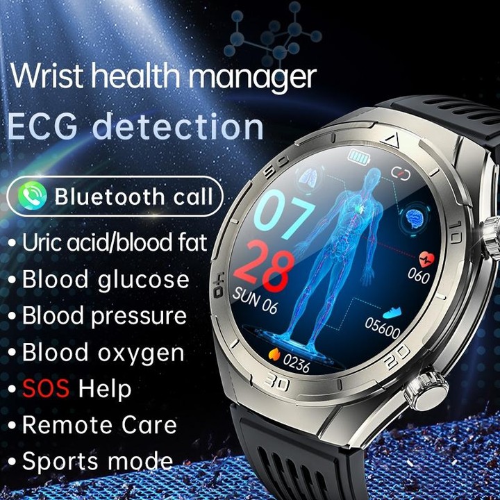 FD02 1.46 inch Color Screen Smart Watch, Support CES Sleep Aid / ECG Detection(Black)