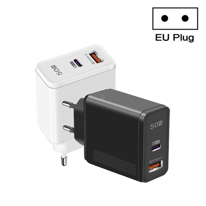 QC5.0 USB / PD25W Type-C Super Fast Charging Full Protocol Phone Charger, EU Plug(White)