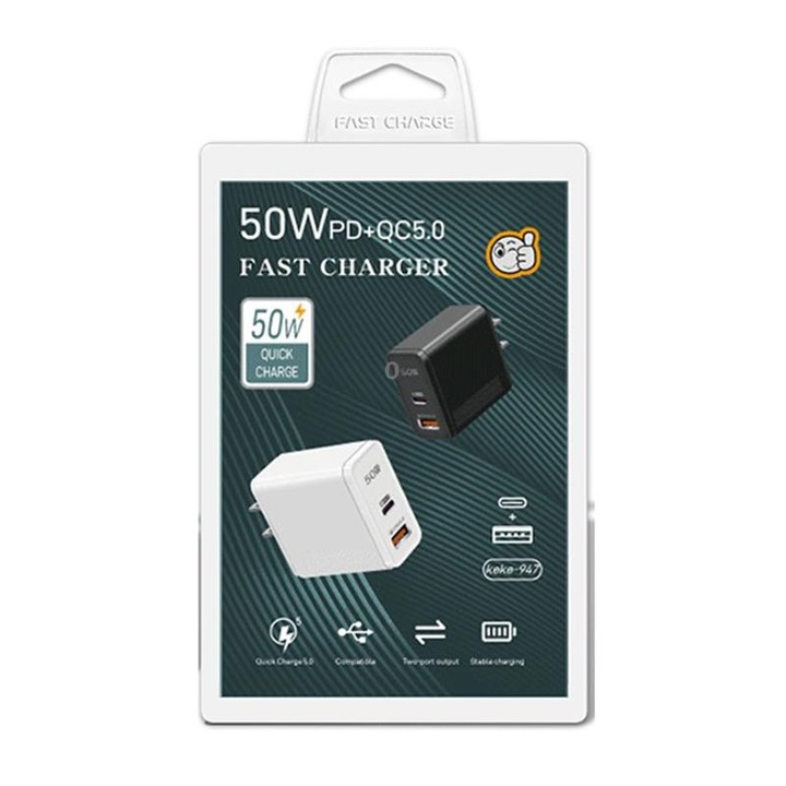 QC5.0 USB / PD25W Type-C Super Fast Charging Full Protocol Phone Charger, US Plug(Black)