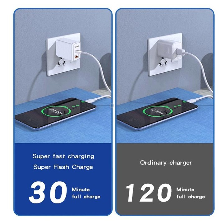 QC5.0 USB / PD25W Type-C Super Fast Charging Full Protocol Phone Charger, US Plug(Black)