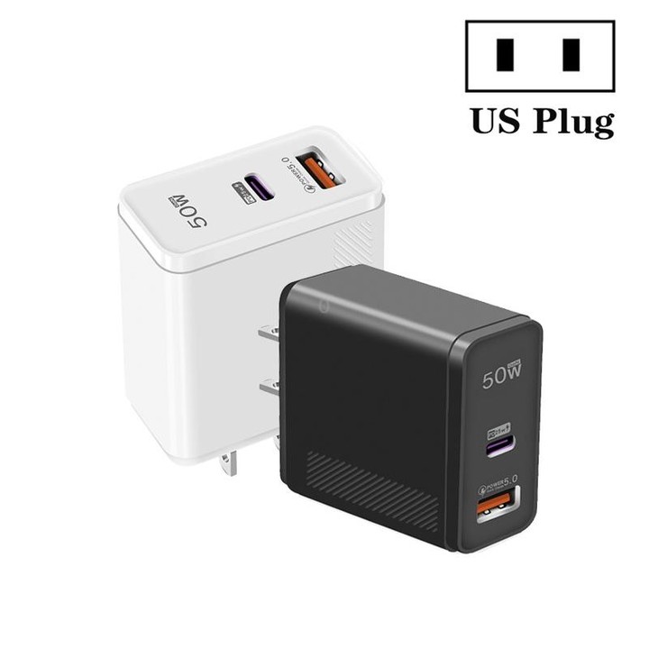 QC5.0 USB / PD25W Type-C Super Fast Charging Full Protocol Phone Charger, US Plug(White)