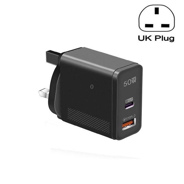 QC5.0 USB / PD25W Type-C Super Fast Charging Full Protocol Phone Charger, UK Plug(Black)