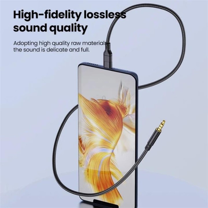 JS-101 USB-C / Type-C to 3.5mm Audio Cable Braided HiFi Sound AUX Cord, Length: 1.2m