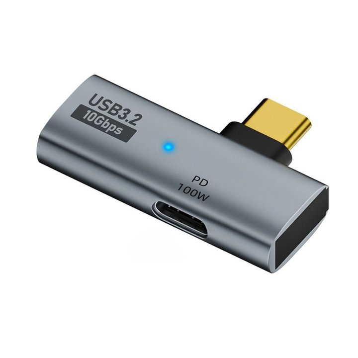 USB-C / Type-C Male to Type-C + USB3.2 Female 10Gbps Data OTG Converter PD 100W Charging Adapter(Grey)