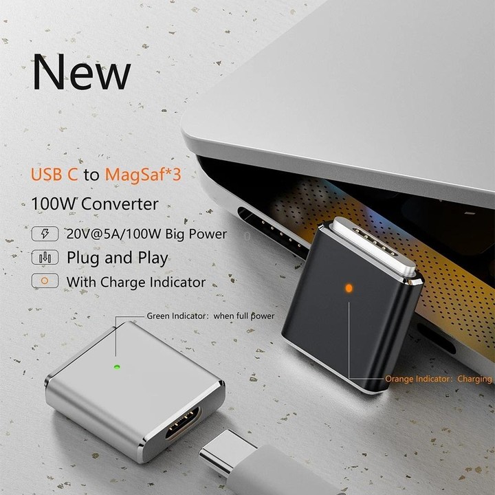 PD100W MagSafe 3 to Type-C Female Magnetic Charging Adapter for MacBook(Silver)
