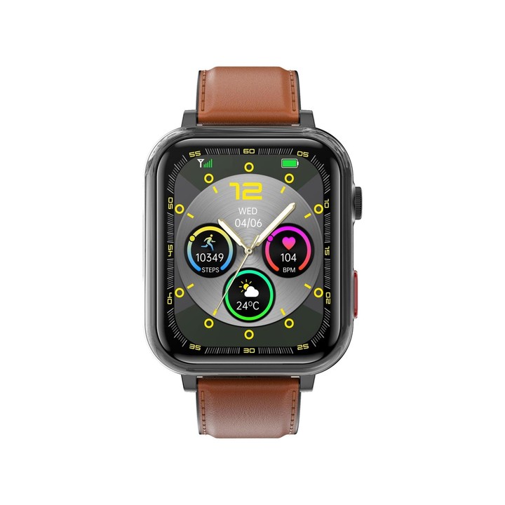G18 1.83 inch Color Screen Smart Watch Leather Strap, Support Noninvasive Blood Sugar / Uric Acid(Brown)