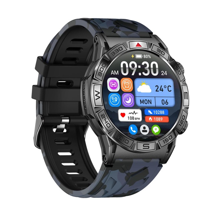 KC80 1.43 inch Color Screen Smart Watch, Support AI Voice Assistant / Bluetooth Call(Camouflage Black)