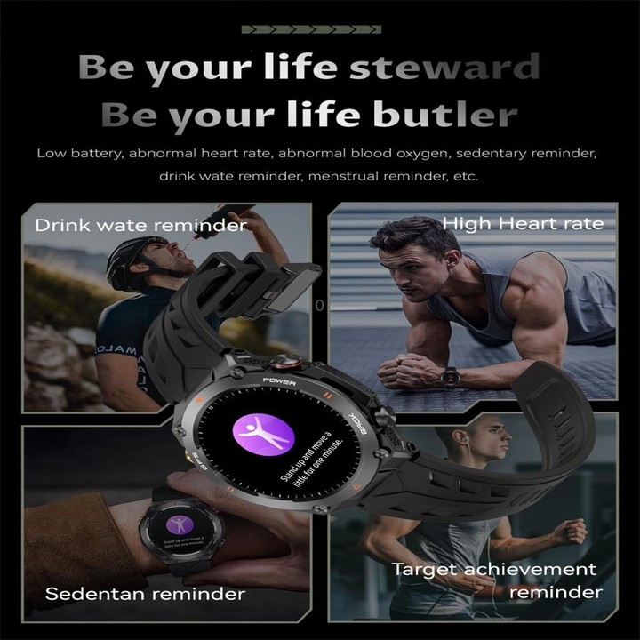 KC82 1.45 inch Color Screen Smart Watch, Support Bluetooth Call / Health Monitoring(Black)