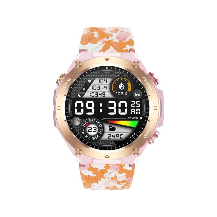 KC82 1.45 inch Color Screen Smart Watch, Support Bluetooth Call / Health Monitoring(Camouflage Pink)