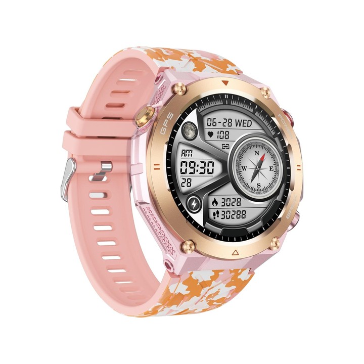 KC82 1.45 inch Color Screen Smart Watch, Support Bluetooth Call / Health Monitoring(Camouflage Pink)