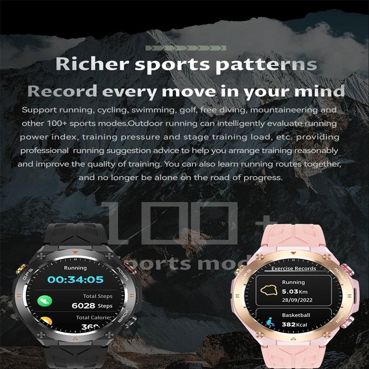 KC82 1.45 inch Color Screen Smart Watch, Support Bluetooth Call / Health Monitoring(Camouflage Pink)
