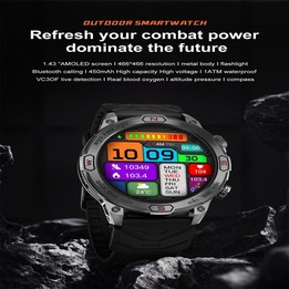 KC86 1.43 inch Color Screen Smart Watch, Support Bluetooth Call / Health Monitoring(Orange)
