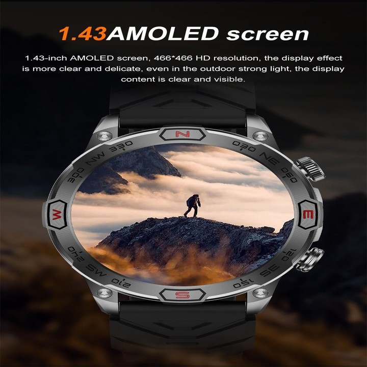 KC86 1.43 inch Color Screen Smart Watch, Support Bluetooth Call / Health Monitoring(Camouflage Orange)
